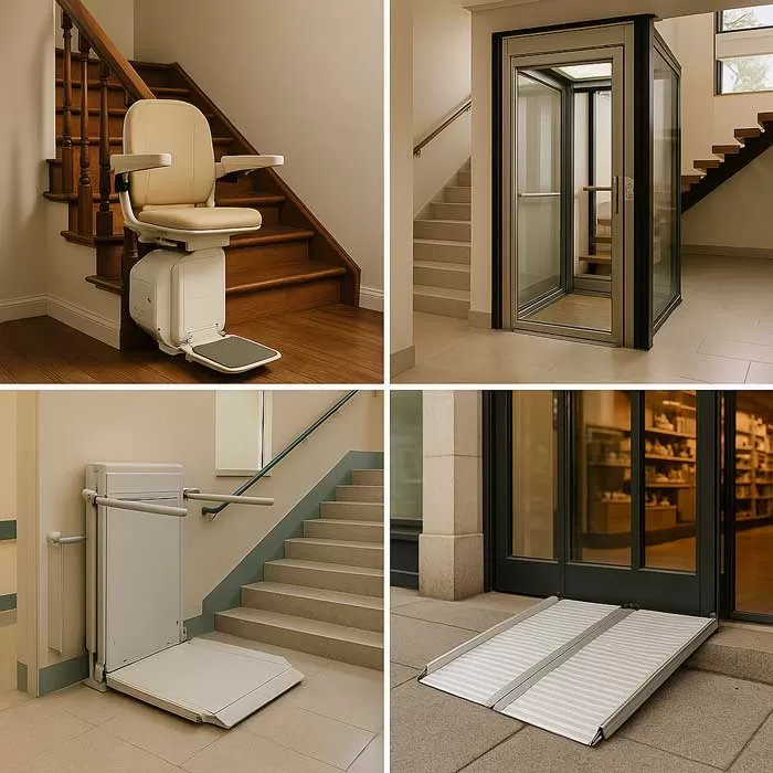 چهار وسیله ضروری، رمپ، بالابر خانگی، بالابر پله و عمودبالابر