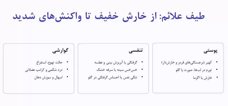 علائم شایع آلرژی غذایی