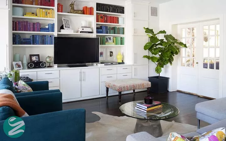 دکوراسیون رنگی _ دسته‌بندی قفسه‌ی کتاب با استفاده از رنگ