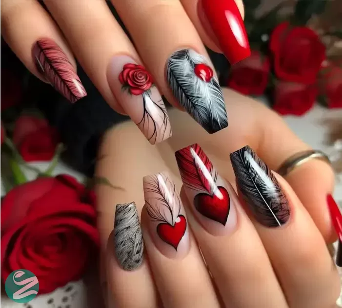 طرح ناخن عاشقانه
