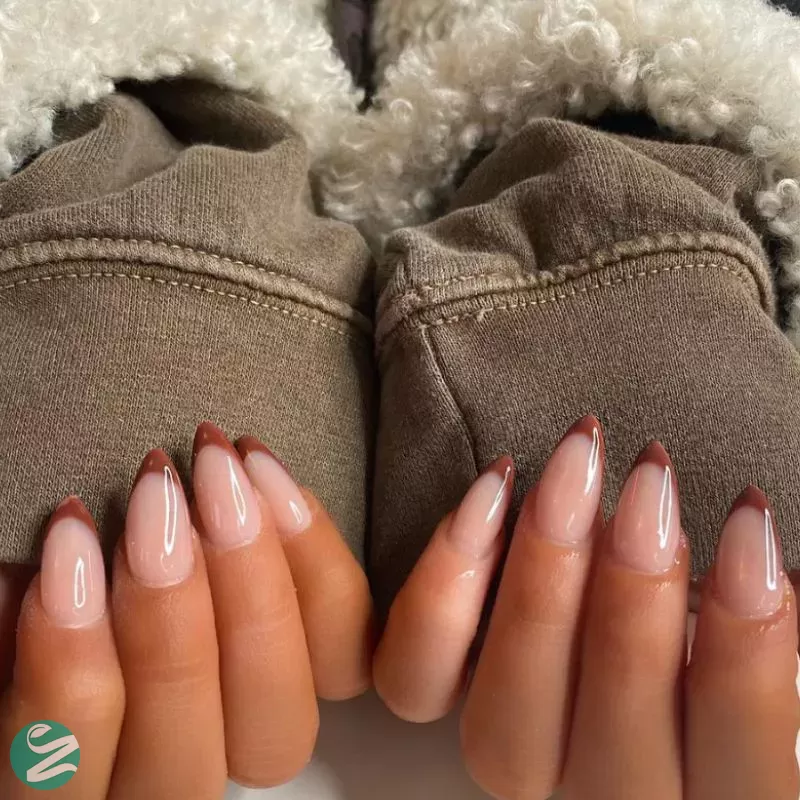مدل ناخن فرنچ قهوه ای