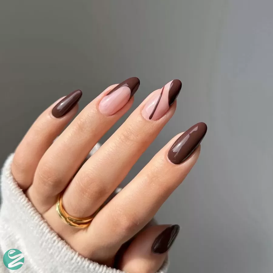 مدل ناخن فرنچ قهوه ای