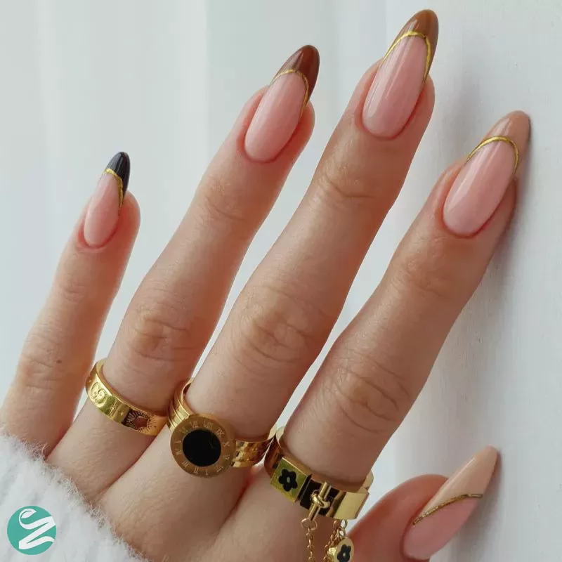 مدل ناخن فرنچ قهوه ای