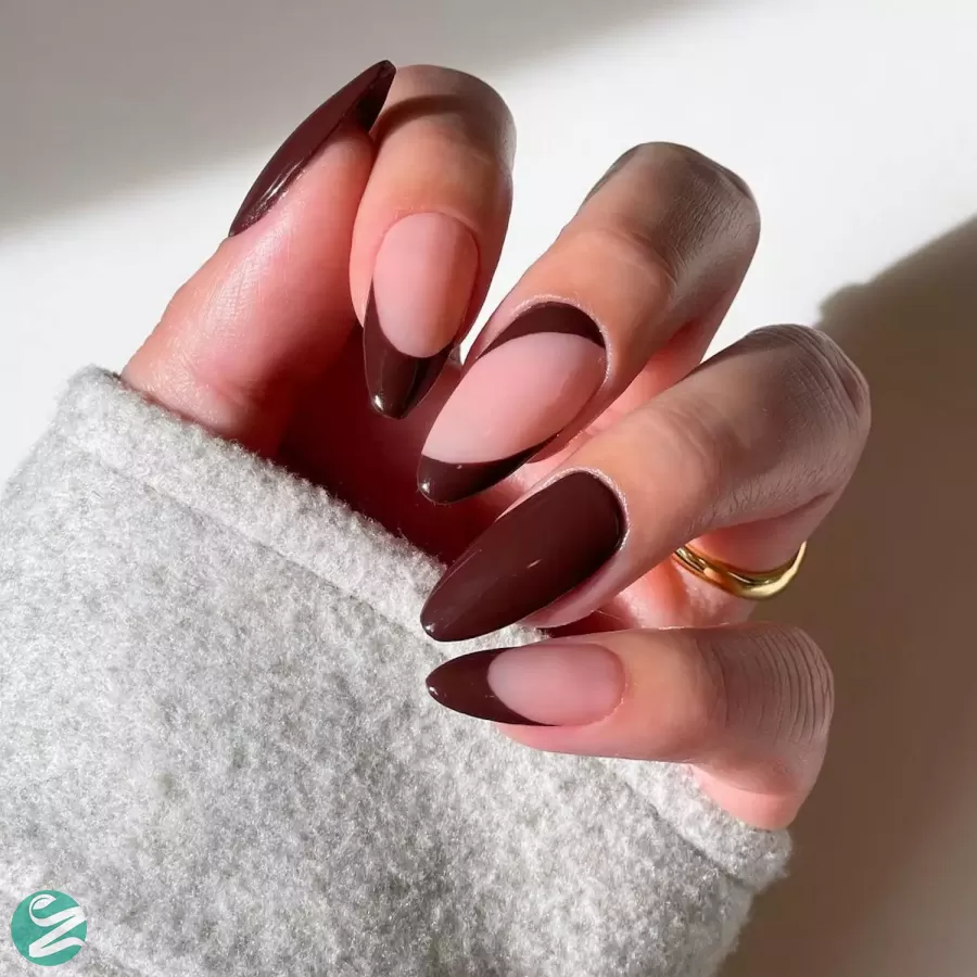 مدل ناخن فرنچ قهوه ای