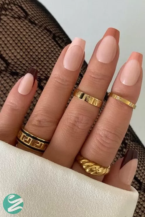 مدل ناخن فرنچ قهوه ای