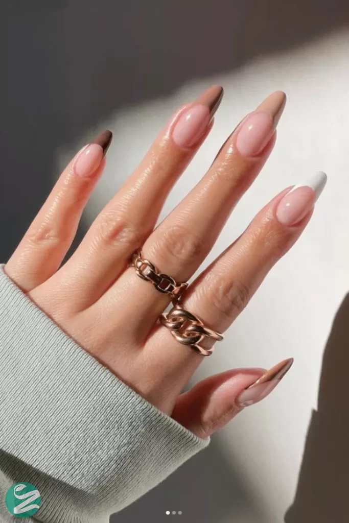 مدل ناخن فرنچ قهوه ای