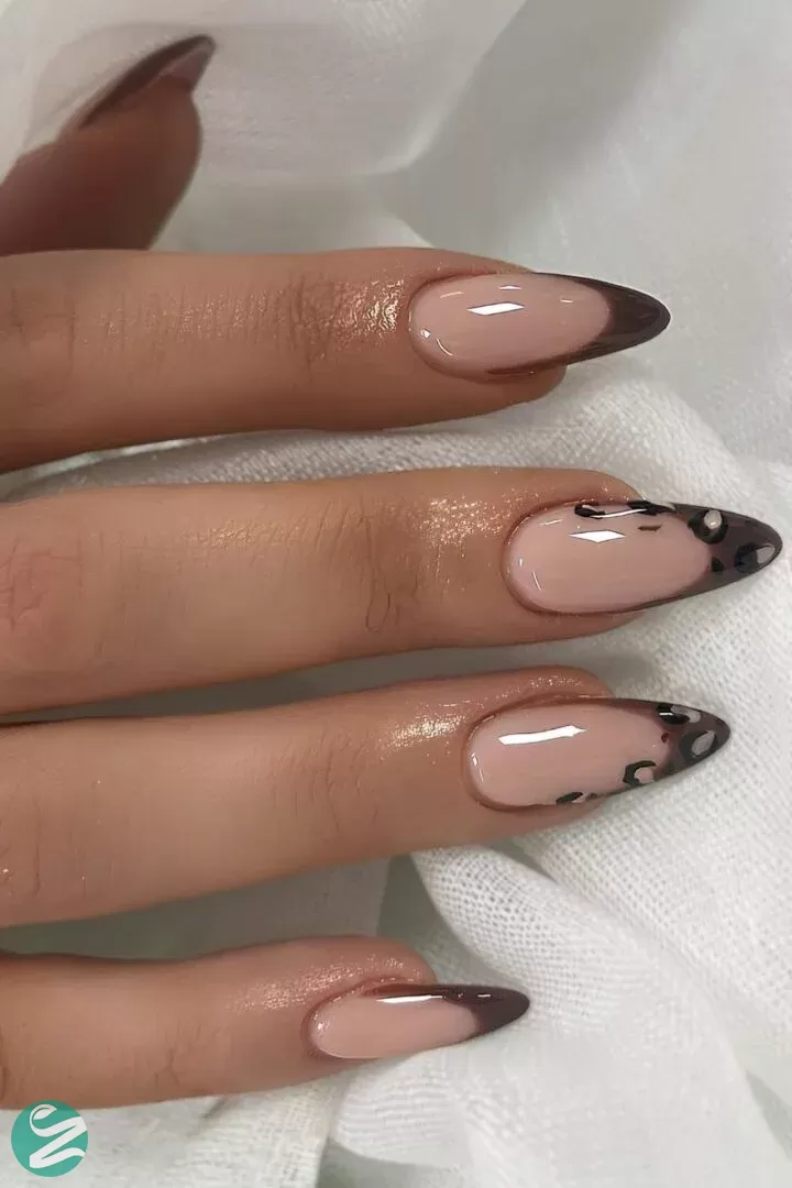 مدل ناخن فرنچ قهوه ای