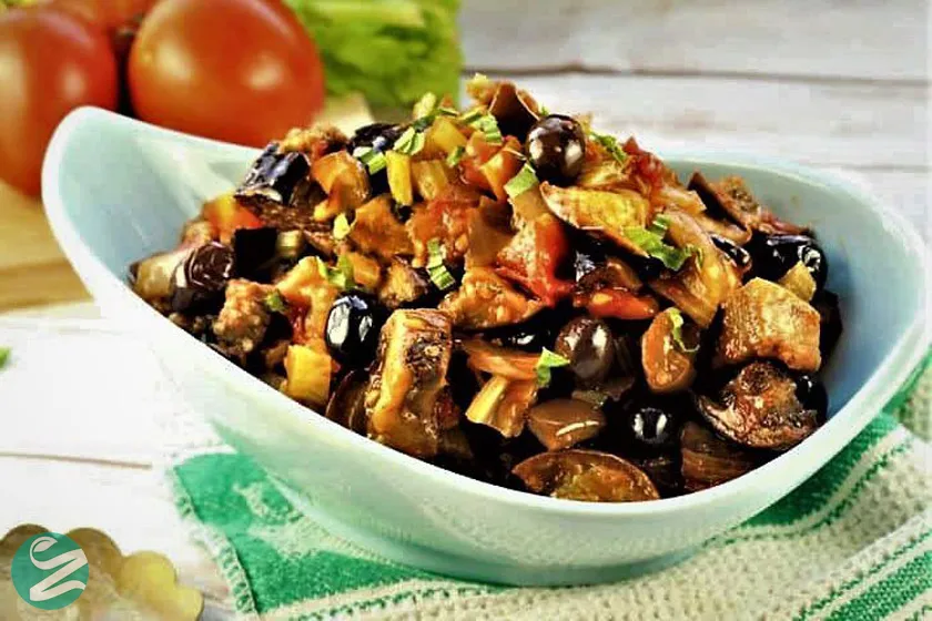 خوراک قارچ و بادمجان