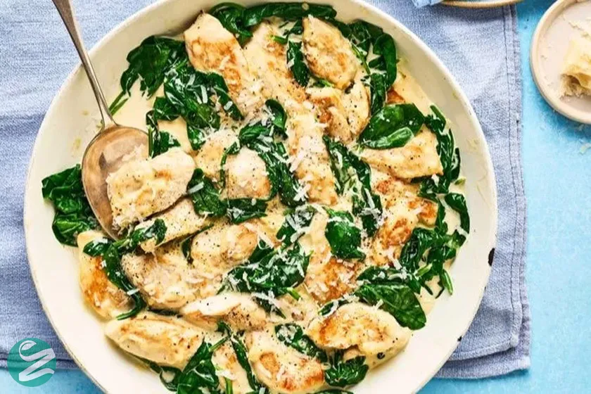 مرغ و اسفناج پنیری