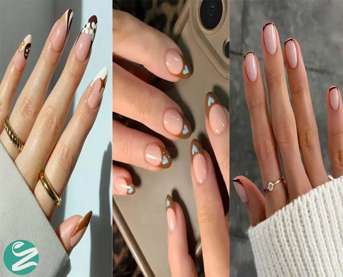 45 مدل جذاب ناخن فرنچ قهوه‌ای؛ ست شدن با تمام استایل‌های دخترونه