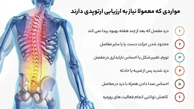 مواردی که معمولاً نیاز به ارزیابی ارتوپدی دارند