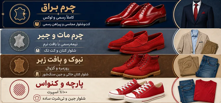 نقش جنس و بافت کفش در انتخاب لباس