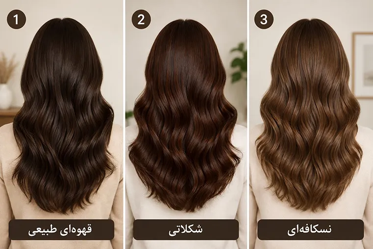 ترکیب رنگ‌های قهوه‌ای برای موهای سفید بدون دکلره