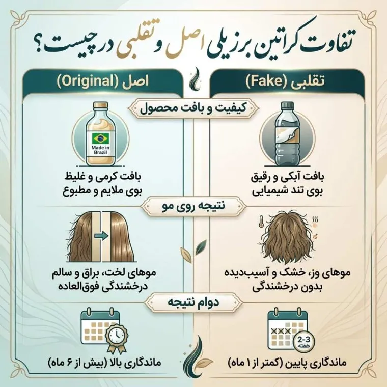تفاوت کراتین برزیلی اصل و تقلبی در چیست؟